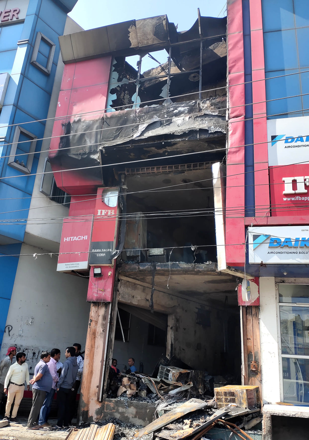 lakhs of rupees caused by fire in showroom