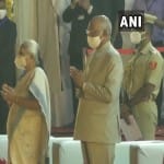 जबलपुर में नर्मदा आरती में शिरकत करते राष्ट्रपति कोविंद