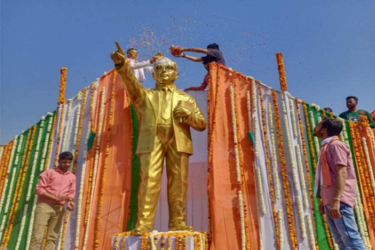 Fifteen-foot tall statue of Dr. Ambedkar abhishek held in Muzaffarnagar