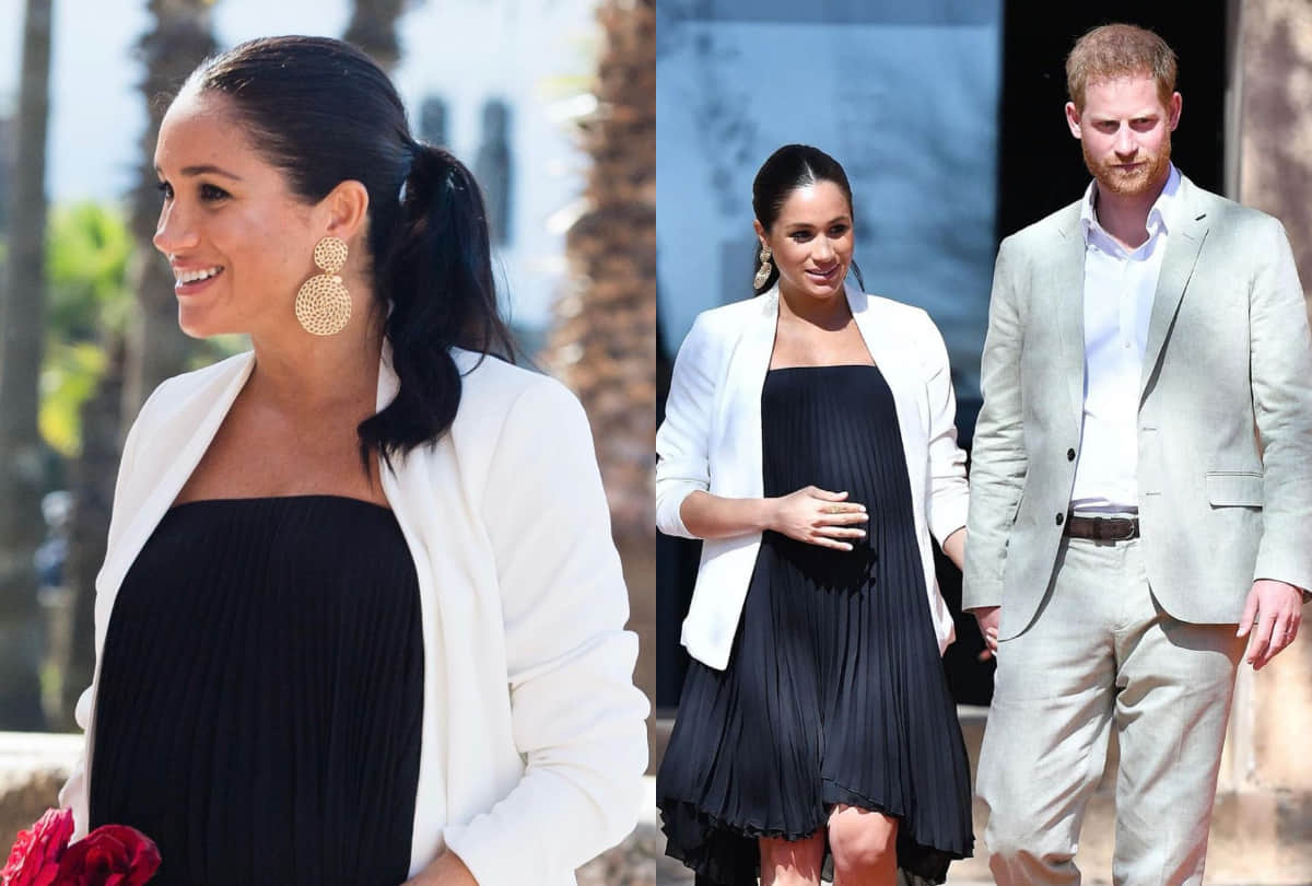 meghan markle maternity fashion on the top wearing worth 3 lakh dress in oprah winfrey interview