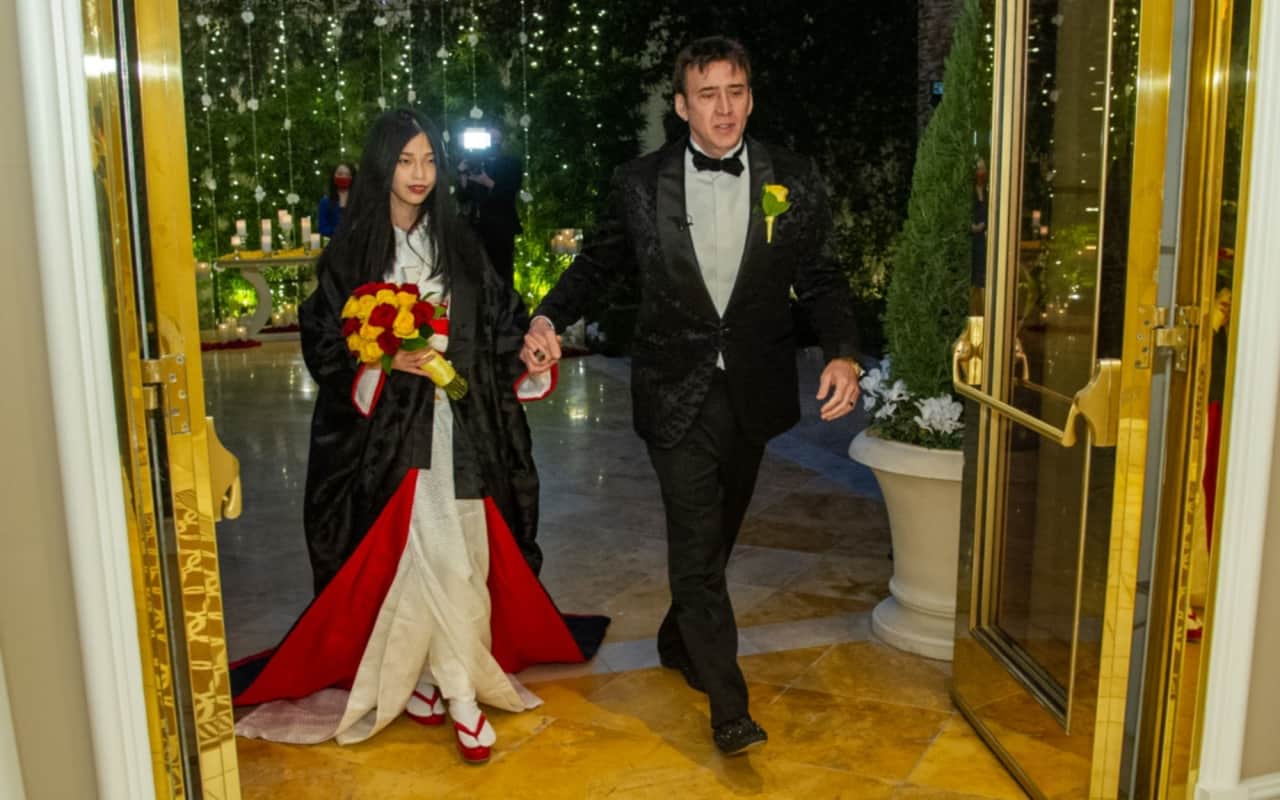 nicolas cage married 31 years younger riko shibata in las vegas shared wedding photos
