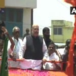 कन्याकुमारी में रोड शो करते अमित शाह