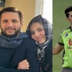 अपनी बेटी के साथ शाहिद अफरीदी और दूसरी ओर शाहीन