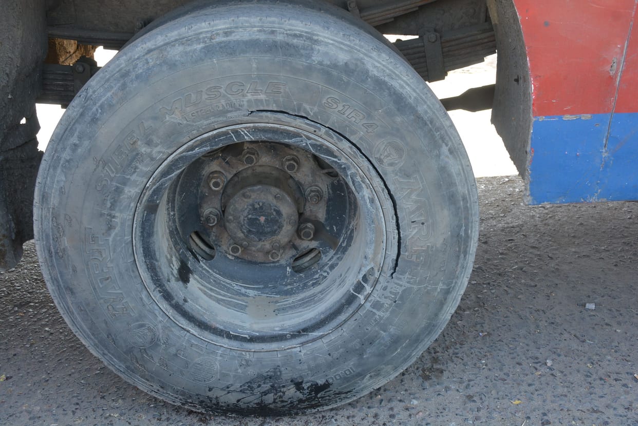 roadways bus tyres condition is very bad