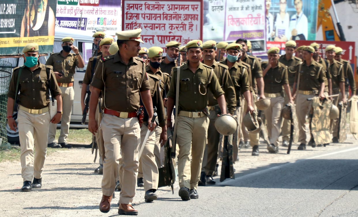 Police withdrew when the tractor rally arrived