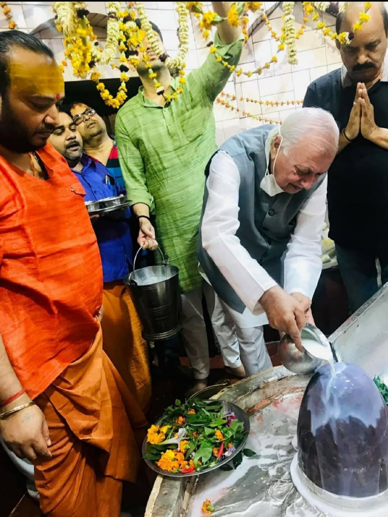 Jalabhishek done in temple, forehead kept in gurudwara