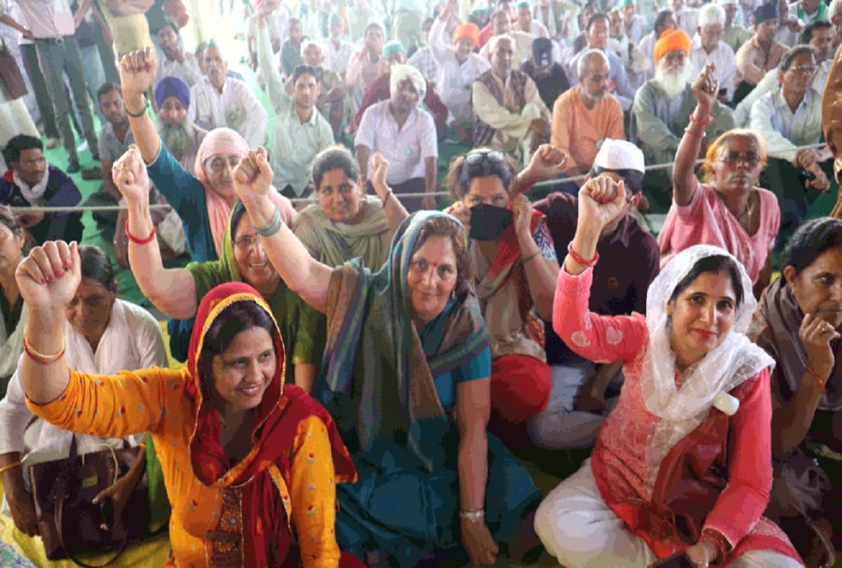 international women day 50 thousand women wear yellow clothes at tikri border