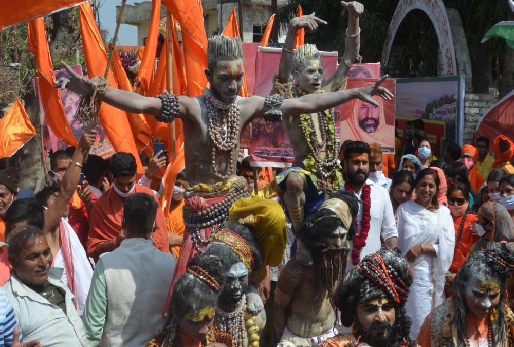 Haridwar Kumbh Mela 2021: Naga Saints sit on Elephant and Show Long Hair Photos