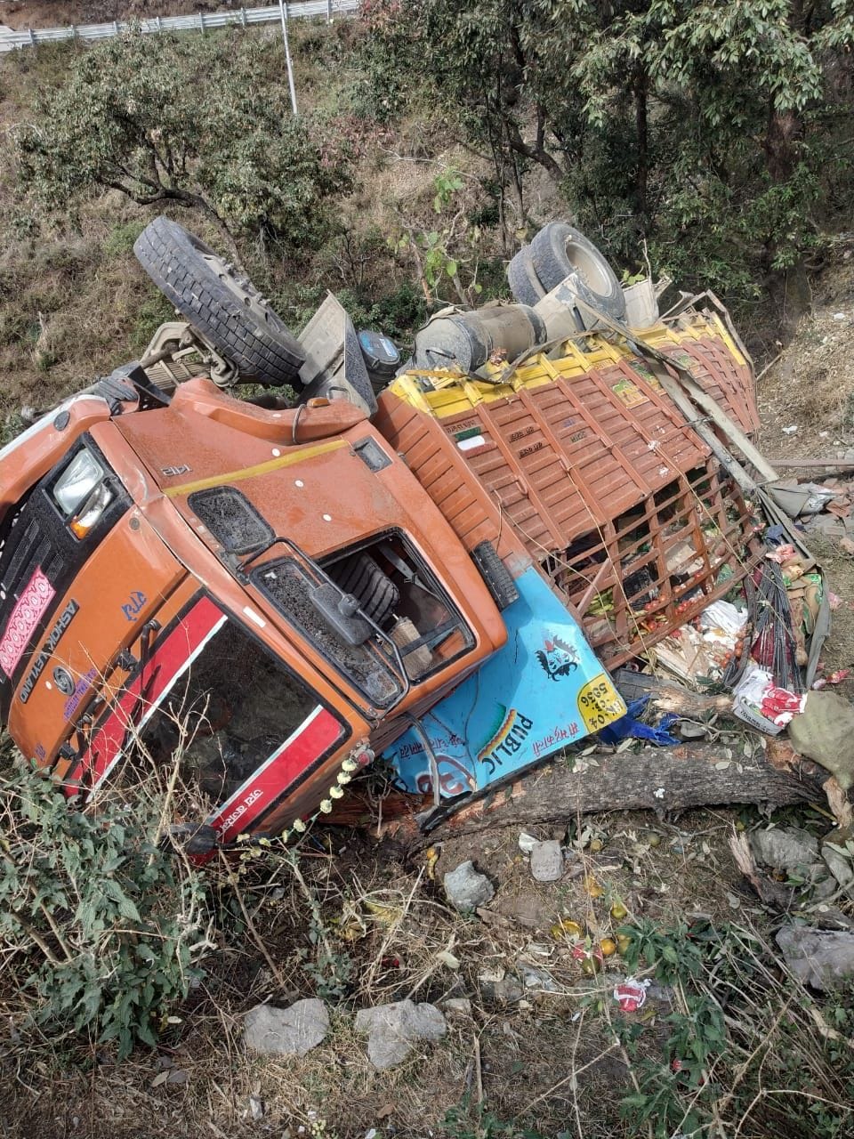 Vegetable-filled canter fell into the ditch