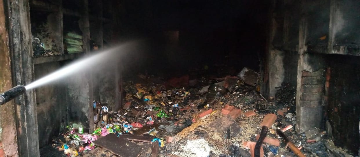 Lakhs worth of goods burnt due to fire in three shops