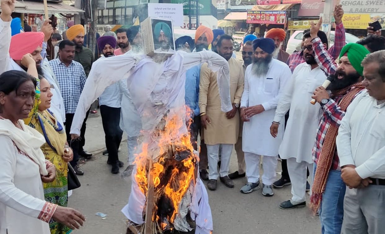 Burnt effigy of health minister in kurali