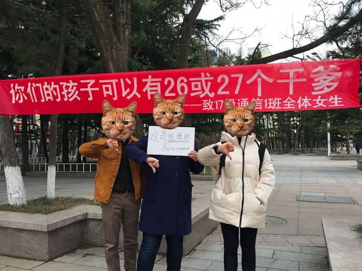 Young Chinese college going women opposing girls day and reclaim International Women's Day and the feminist values as it was founded on