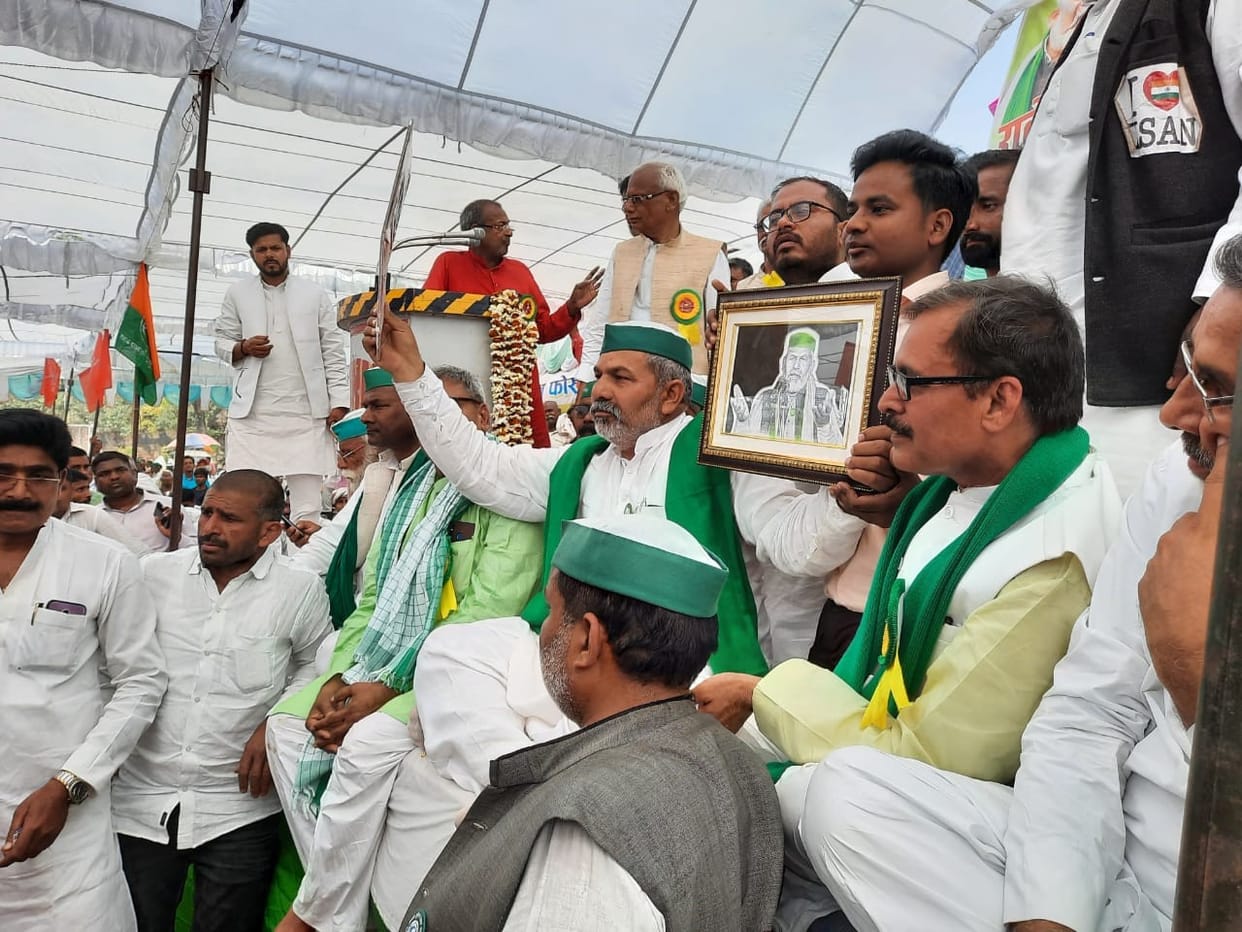 Rakesh Tikait attacked on central government in first farmer mahapanchayat in Ballia