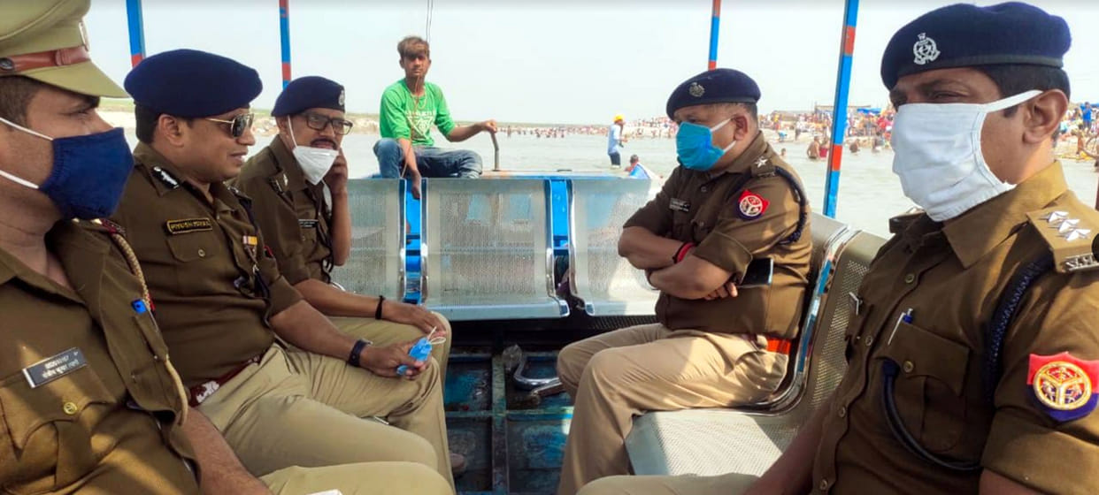 inspection by IG piyush at ghangaghat from the boat