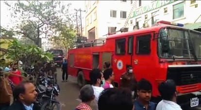 Fire in galaxy hospital building fire brigade work in progress in varanasi