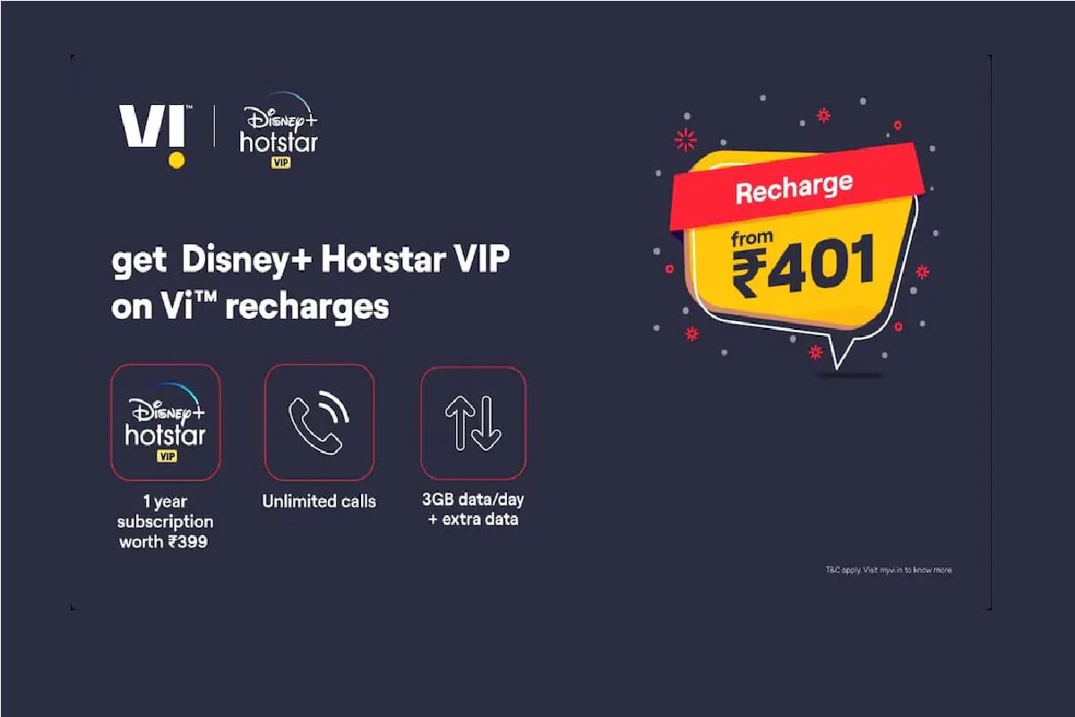 Vodafone Idea Offers one Year Disney plus HotStar VIP Membership to Select Prepaid and Postpaid users