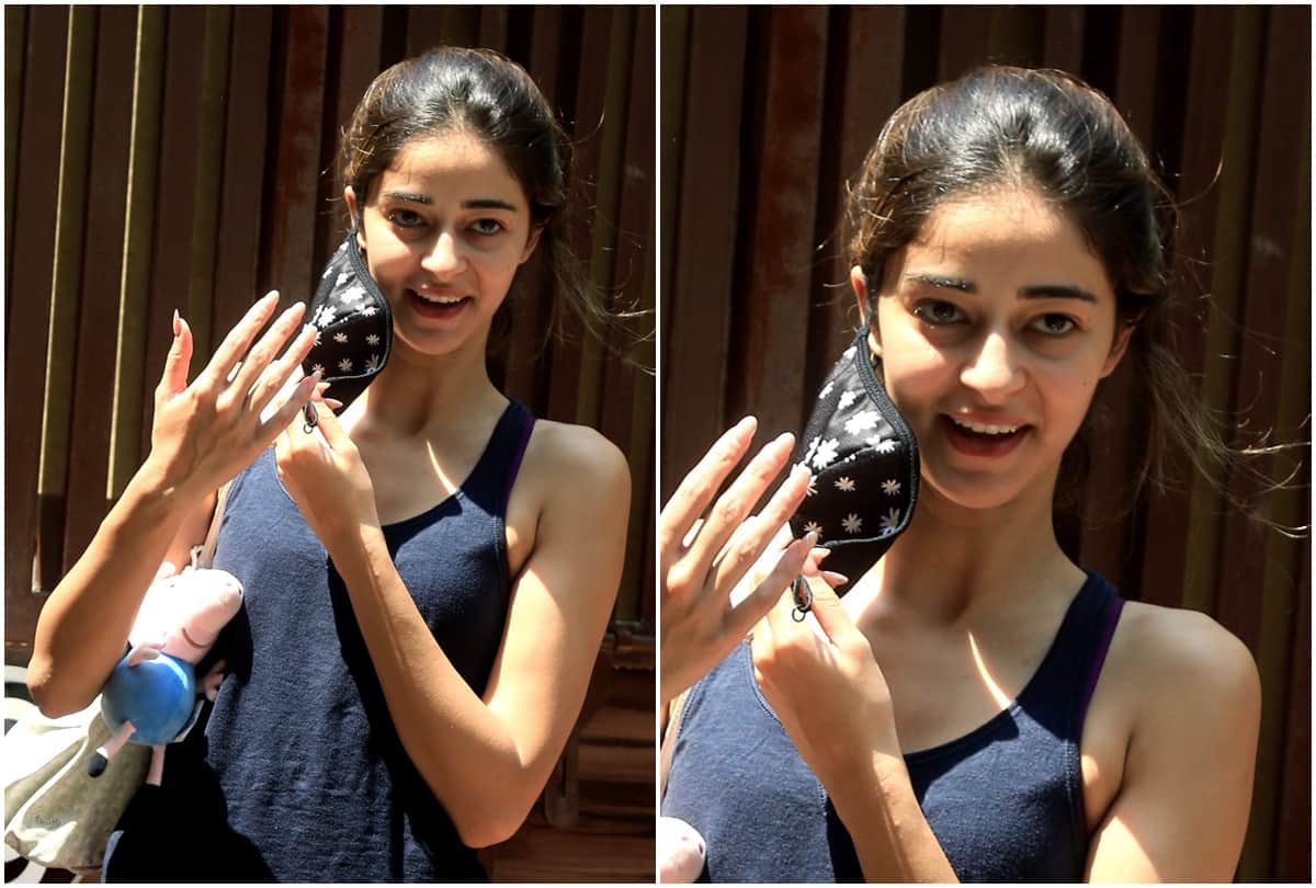 ananya panday in royal blue crop top with short skirt