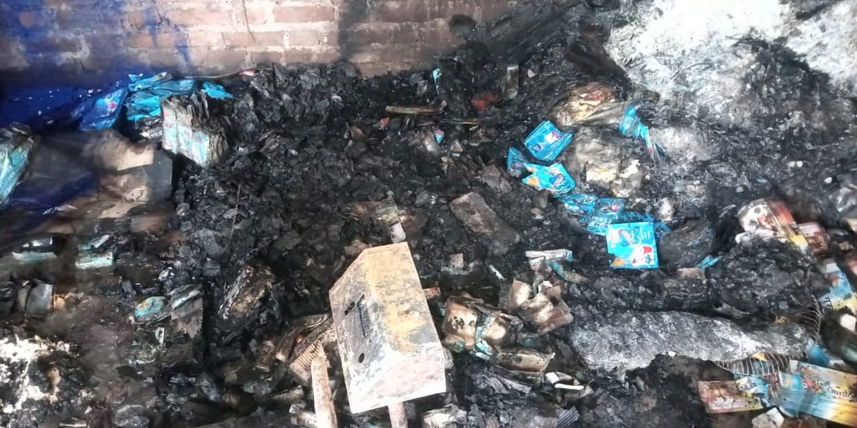 Fire in the factory of incense sticks