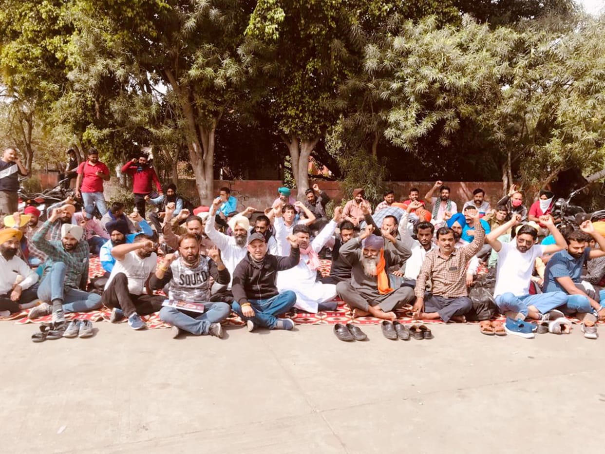 Panbas employee on strike in Pathankot