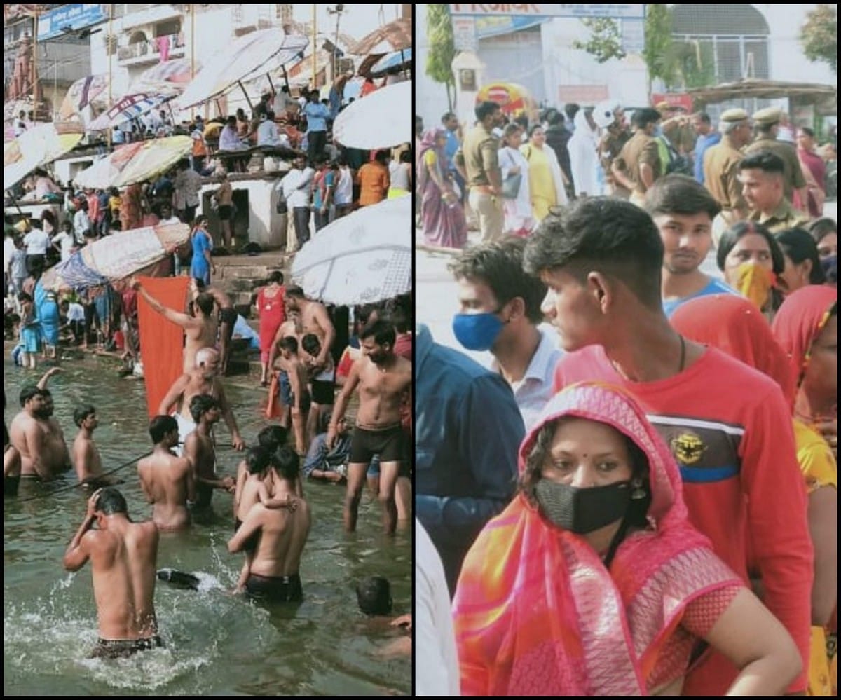 Mahashivratri 2021 in Kashi: devotees taking a dip on Ganga Ghats and long queue to visit Kashi Vishwanath