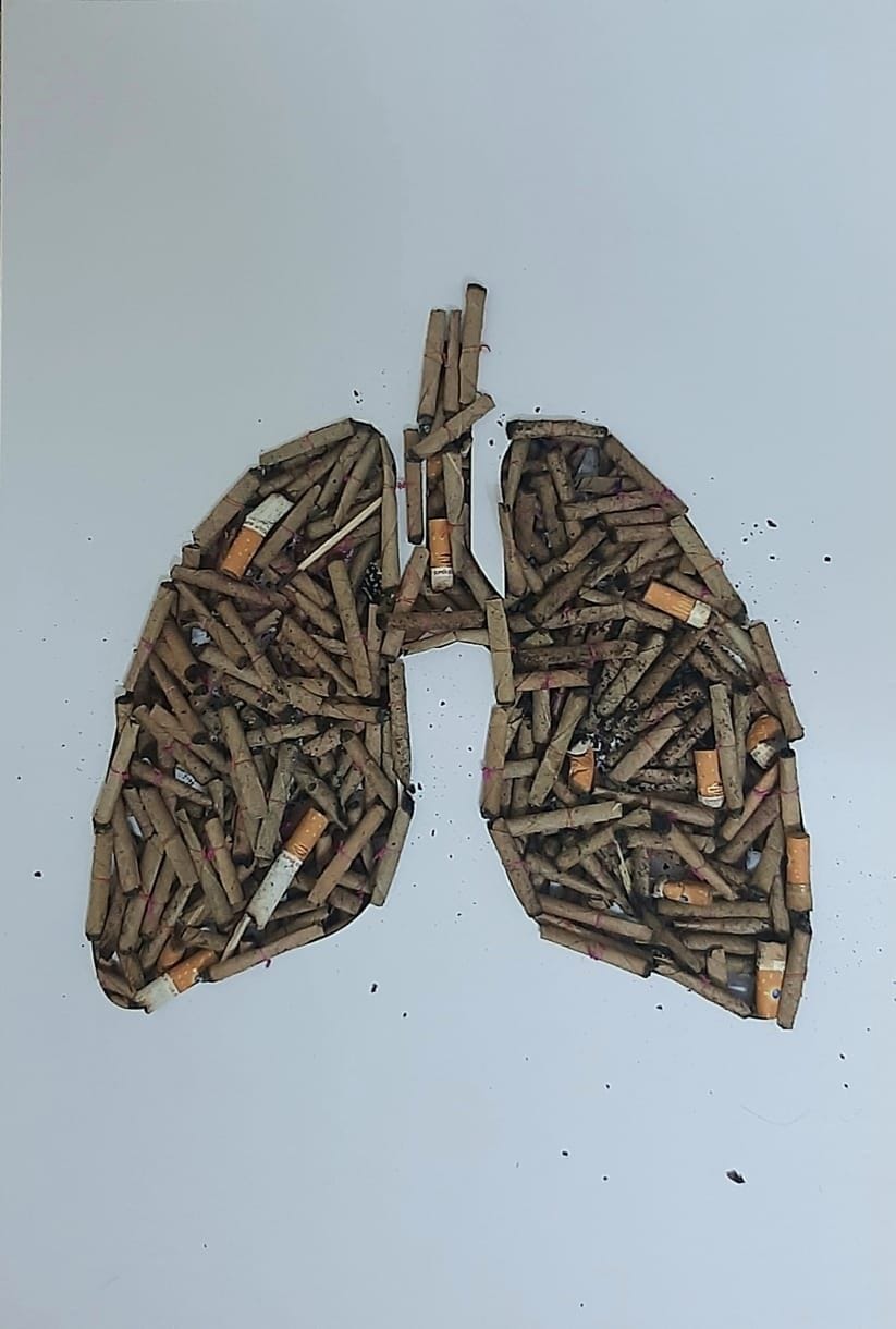 Quit smoking message by Bidi-cigarette-shaped portrait