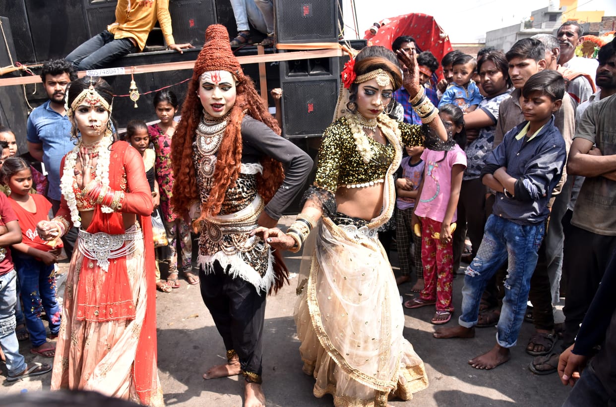 Procession out in chandausi on shivratri