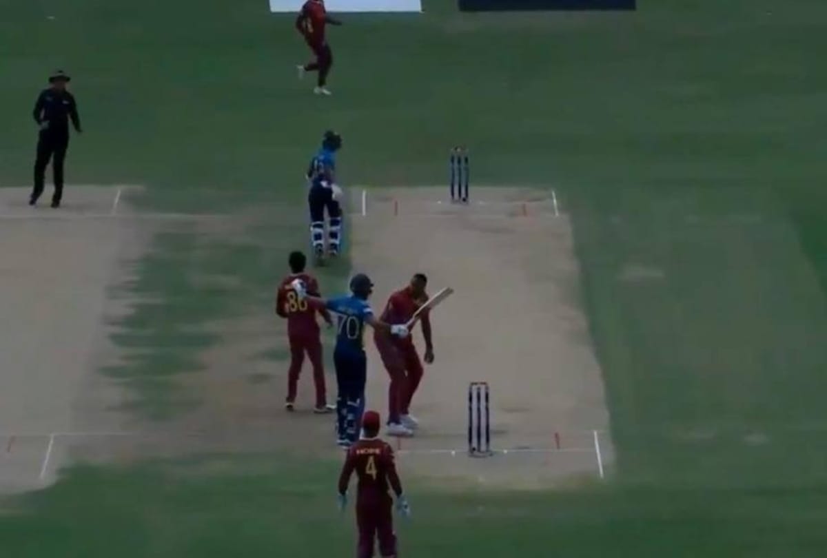 West Indies wins first odi Sri Lankan batsman Danushka Gunathilaka Given Out Obstructing The Field