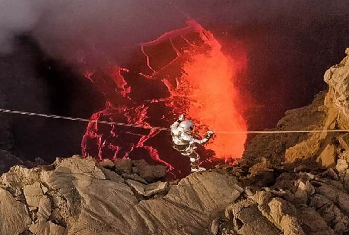 wildlife adventurer Karina Oliani breaks record for lava lake traverse