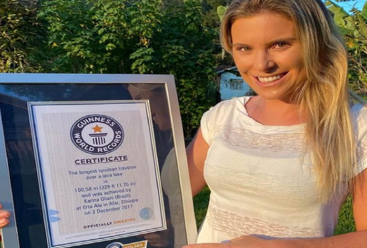 wildlife adventurer Karina Oliani breaks record for lava lake traverse