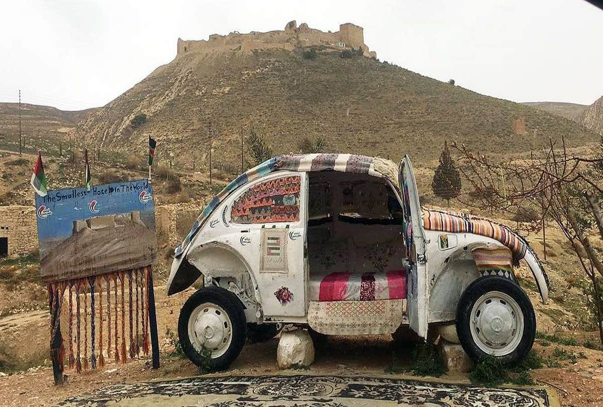 Worlds smallest hotel is a vintage Volkswagen Beetle in Jordan