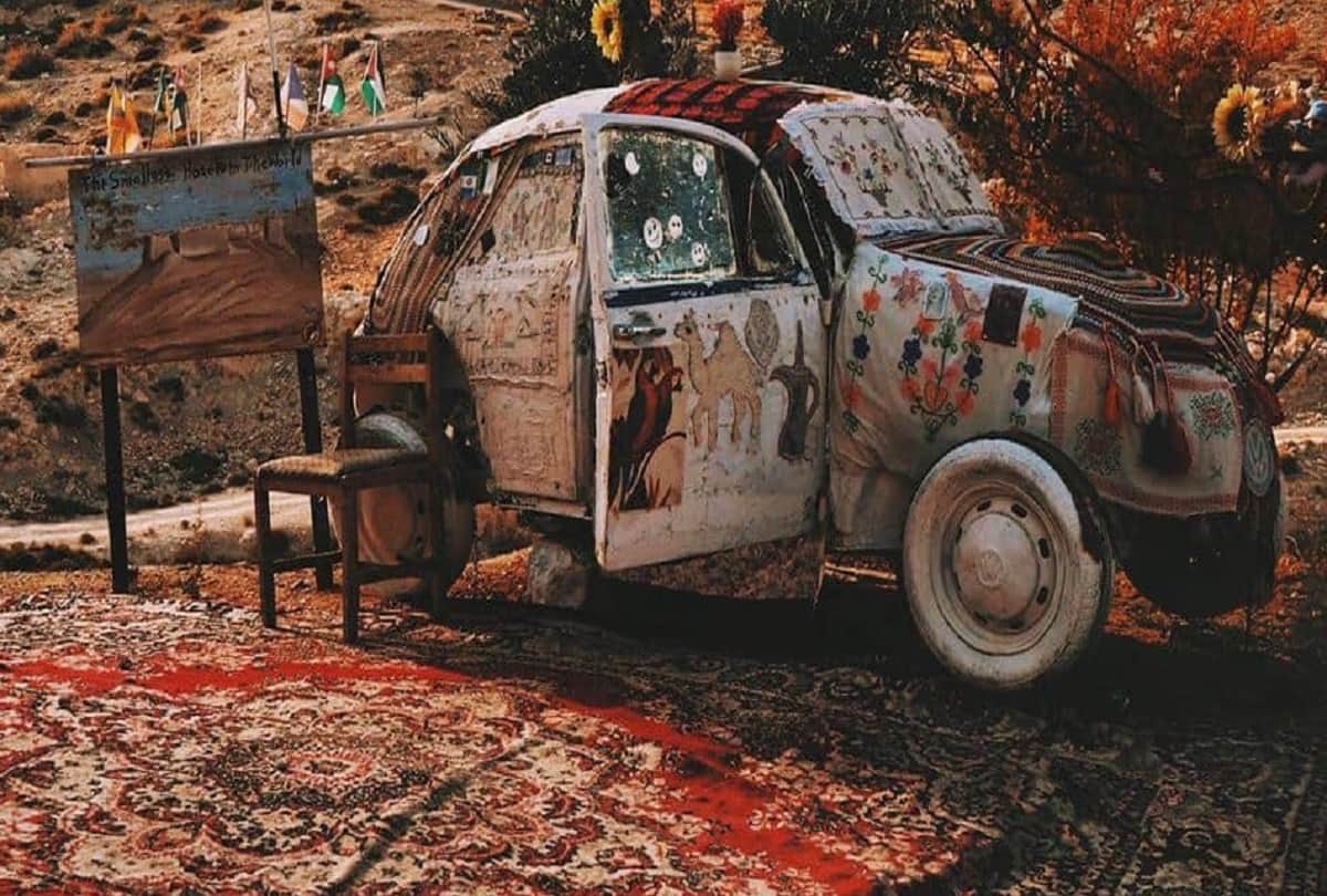 Worlds smallest hotel is a vintage Volkswagen Beetle in Jordan