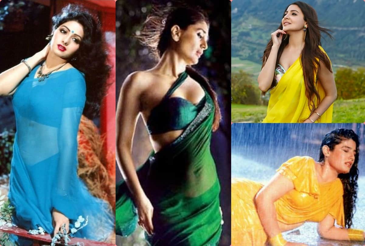 sridevi to kareena kapoor and anushka sharma bollywood actress plain saree look