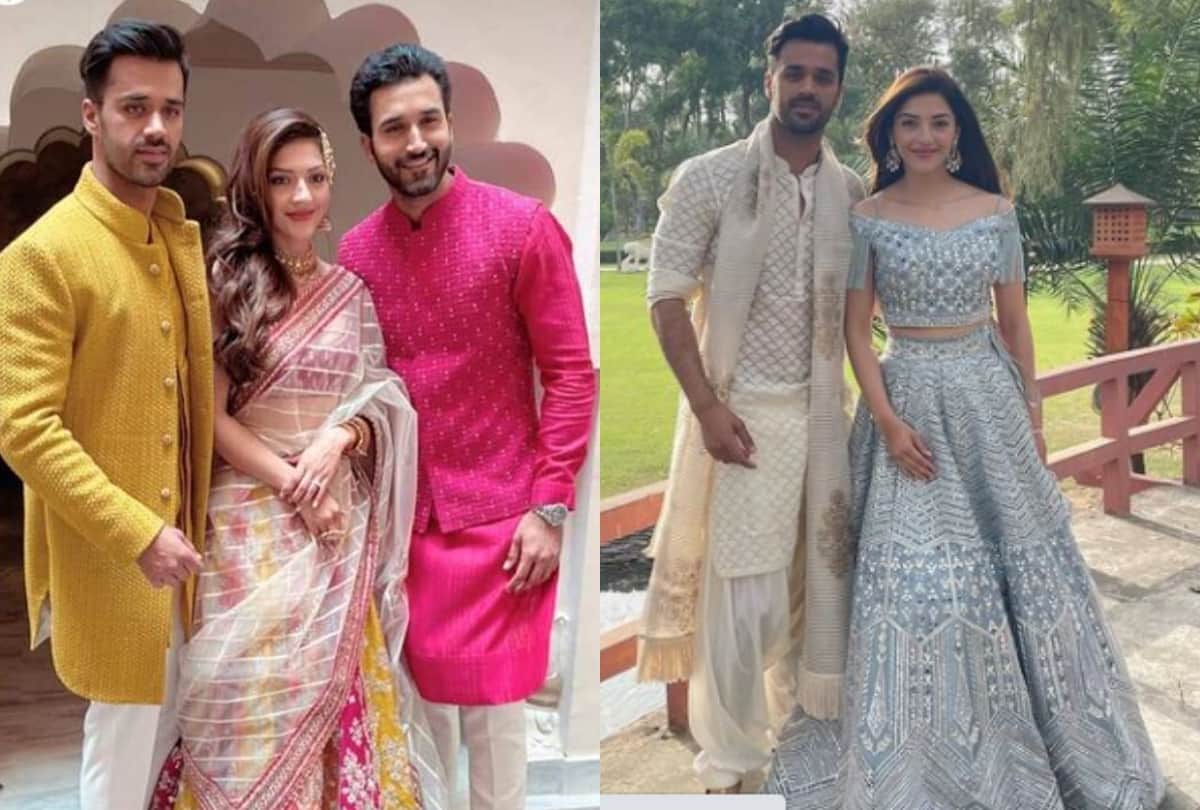 mehreen pirzada and bhavya bishnoi engagement ceremony photos