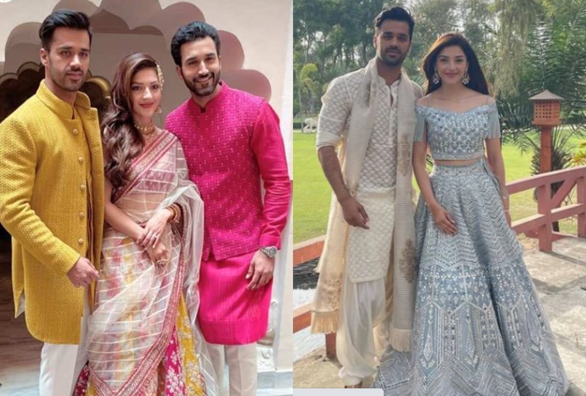 mehreen pirzada and bhavya bishnoi engagement ceremony photos