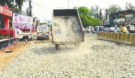 Road construction started in front of corporation office