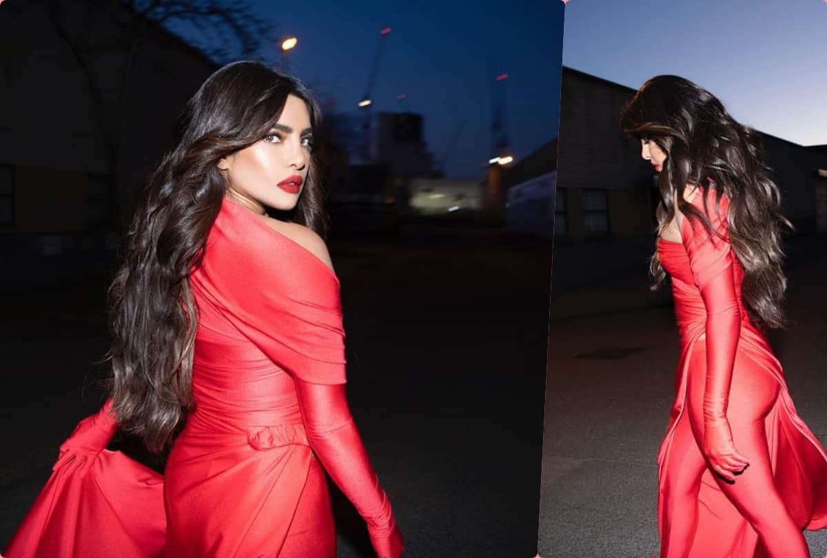 priyanka chopra shared her latest photo in red outfit from nick jonas spaceman music album promo