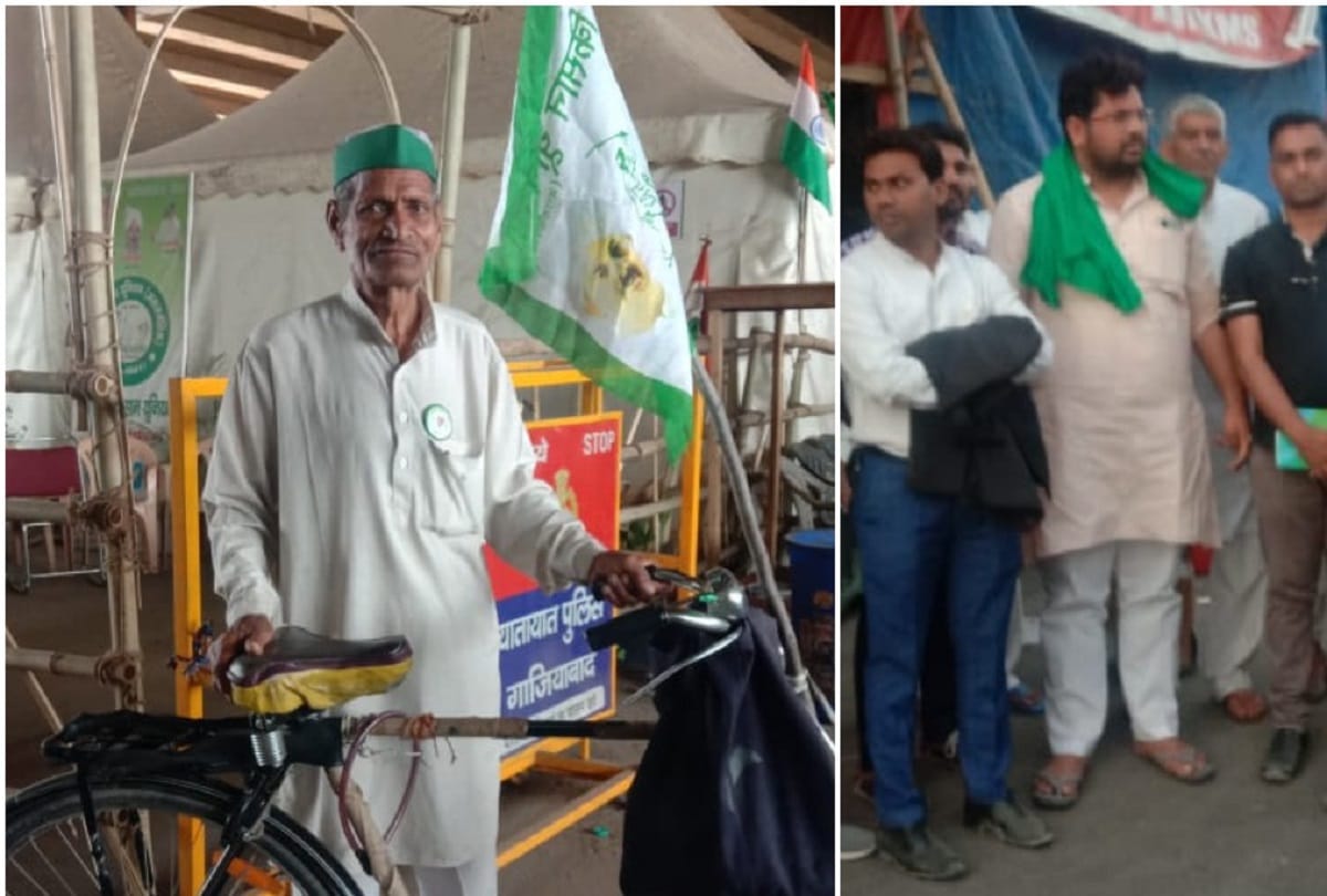 Farmers protest:  Harvir Singh who arrived at the Ghazipur border by cycling from Palwadi