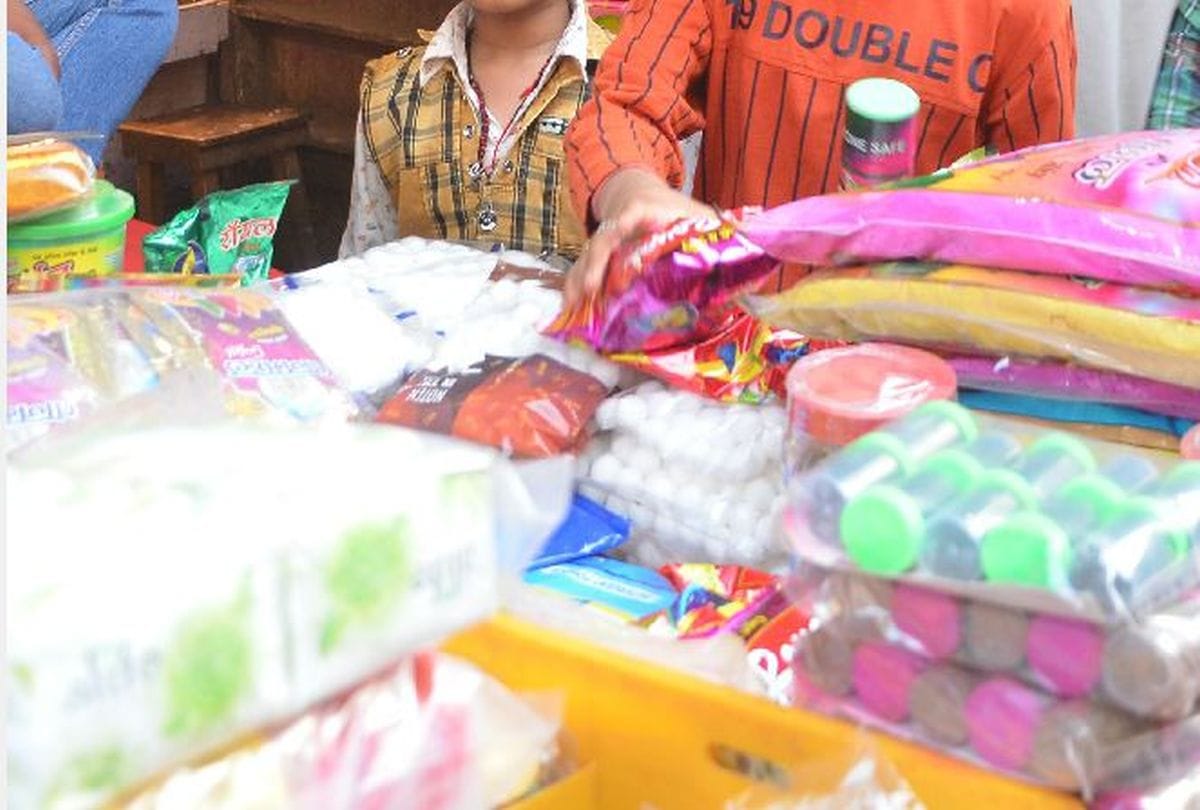 Markets started decorating for Holi in the city of temples