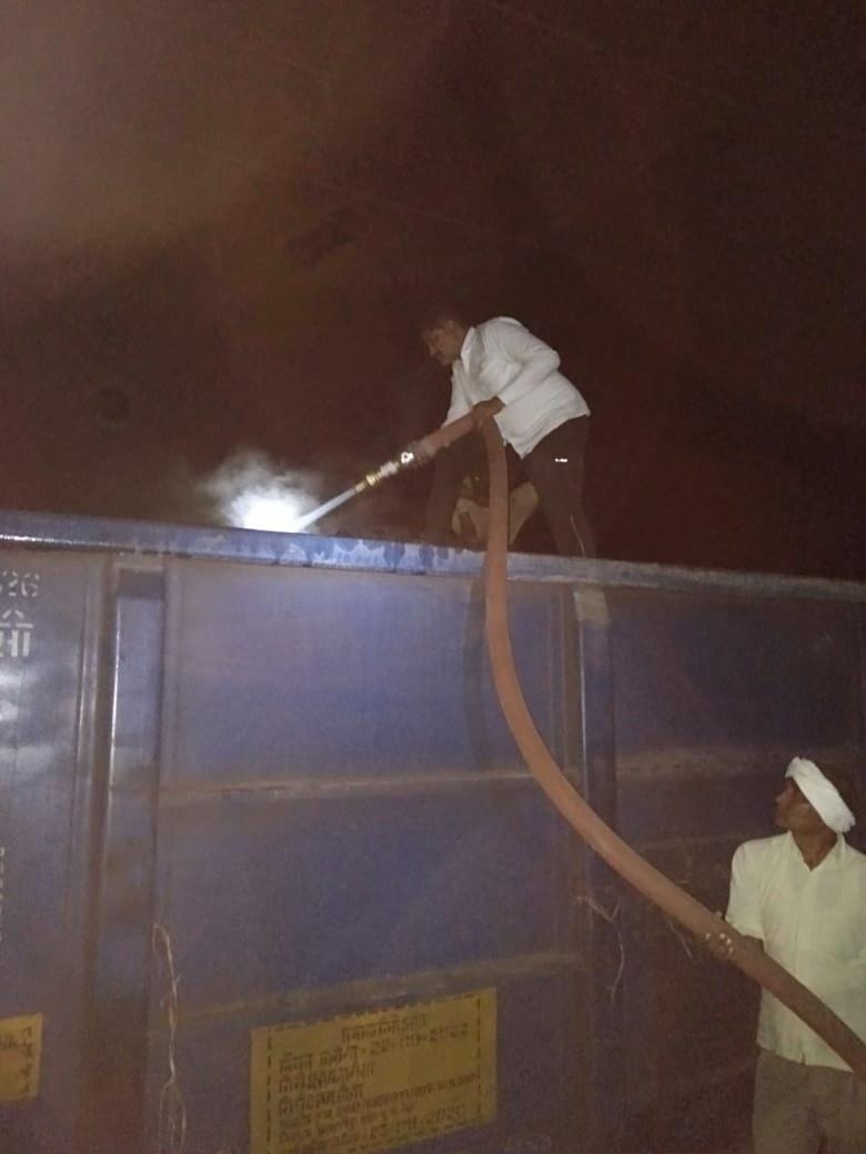 Fire in coal-laden freight train wagon
