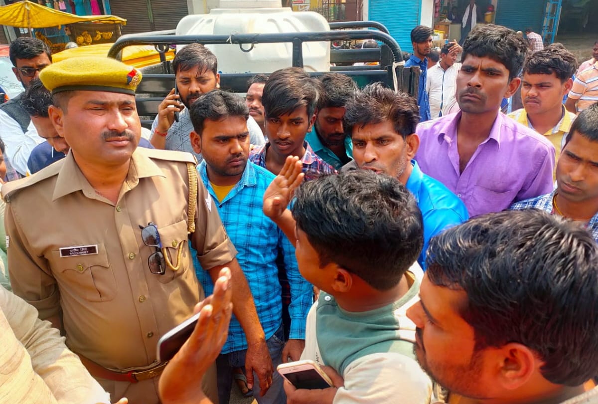 young man injured during police check bike in maharajganj