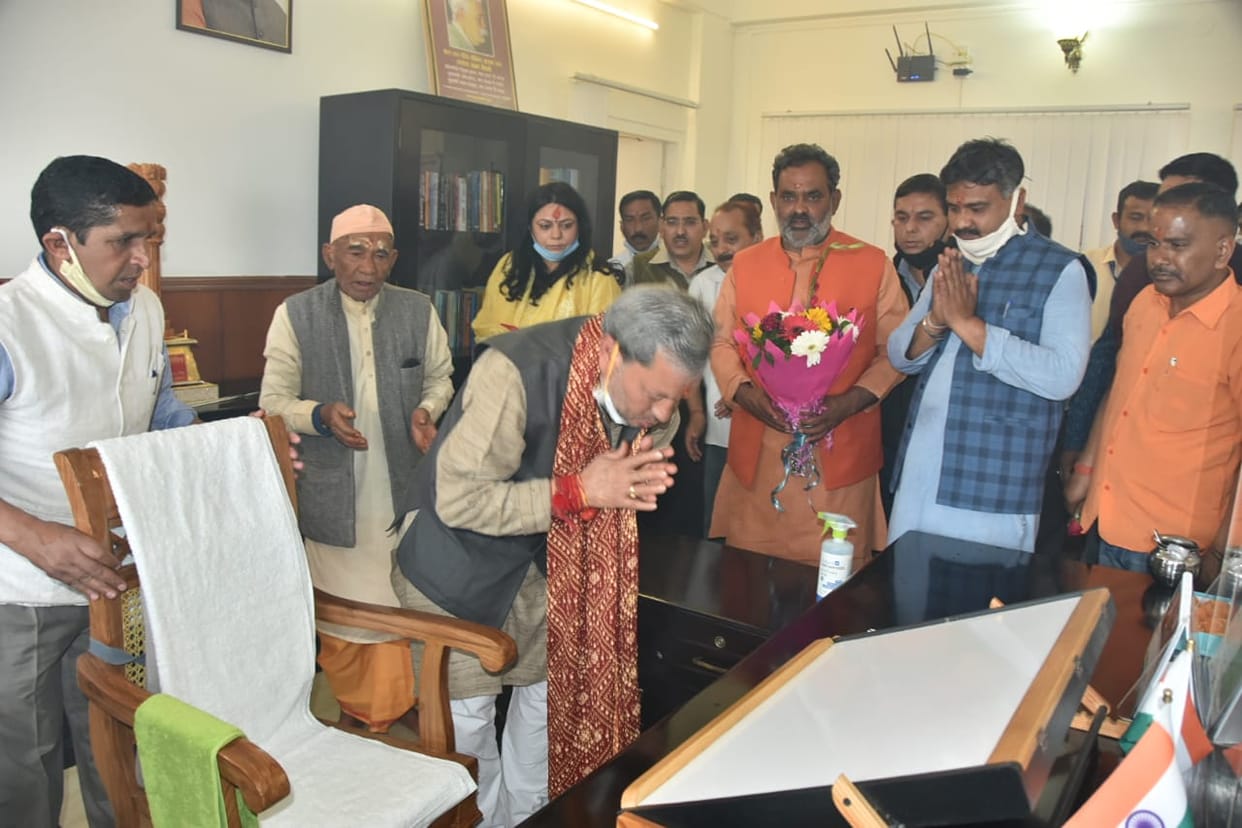 Uttarakhand Cabinet: tirath singh rawat went his office first time today