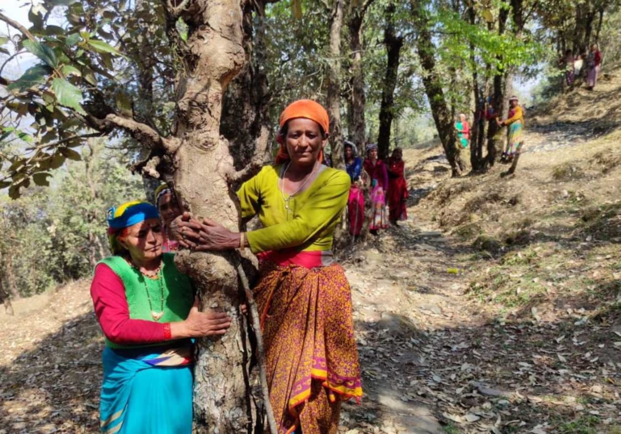 Uttarakhand Chipko Movement News: Bageshwar woman and man wrapped Tree for save Environment