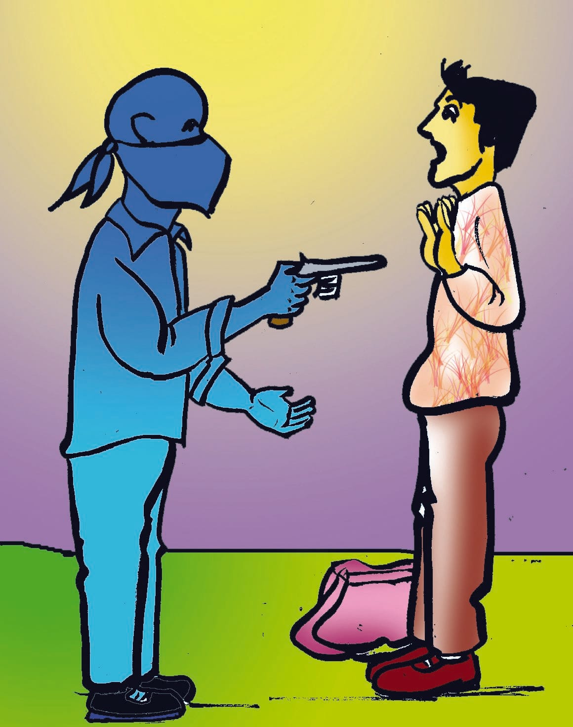 The thieves looted two passengers in the night