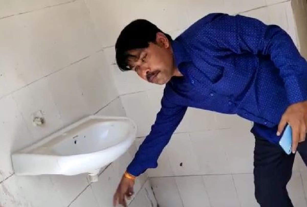 Male urinal in female toilet built under Swachh Bharat Mission in Mainpuri