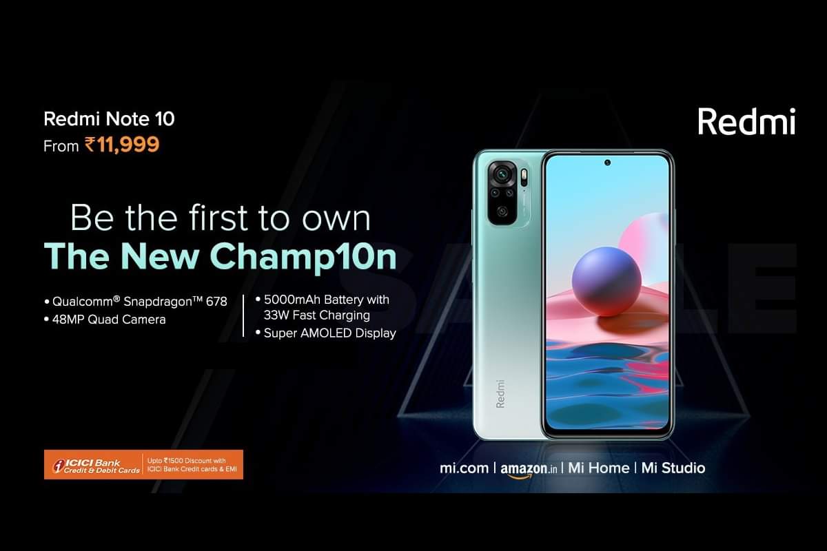 Redmi Note 10 First Sale in India price specification and more