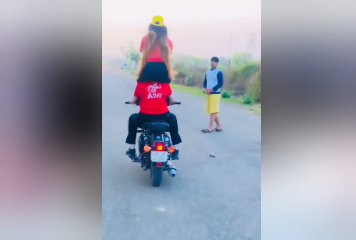 ghaziabad two girls stunt on bullet video goes viral police e challan of 11 thousand