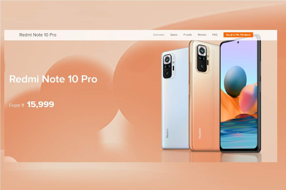 Redmi Note 10 Pro Sale in India: Today at 12 Noon via Amazon price and specifications