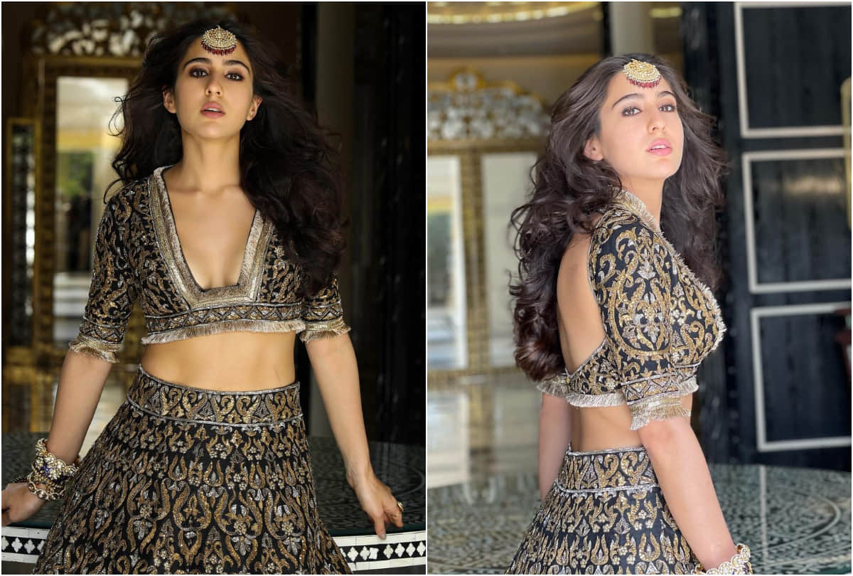 sara ali khan look hot in backless blouse perfect muse for manish malhotra bridal collection