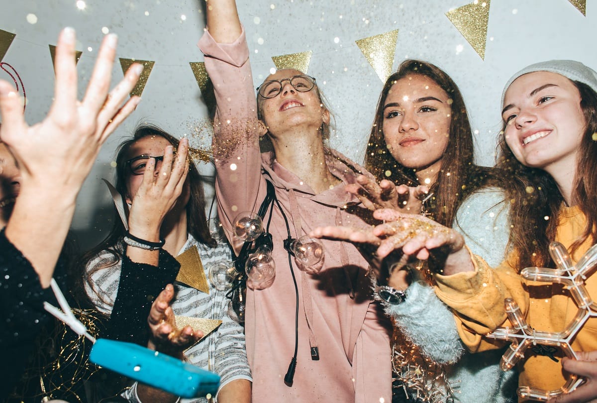 new year 2022 celebration At home during corona restrictions
