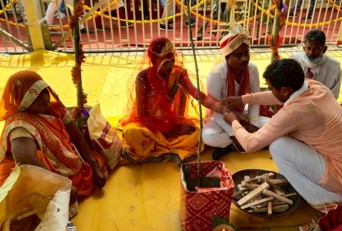 CM Yogi Adityanath in a group marriage programme in Lucknow.
